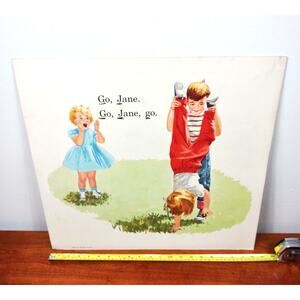 VTG 1960’s Dick Jane and Sally Oversized Teachers Big Book Poster Card 5 9/10
